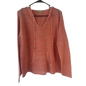 Gander MTN Women's Size XL‎ Coral Pink Crochet Hooded Sweater